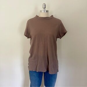 Stateside Brown Mock Neck Tee